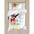 thumbnail image 3 of Kids Birthday Duvet Cover Set King Size, Birthday Musician Singer Dog with Glasses and Party Cake Cones Image Print, Decorative 3 Piece Bedding Set with 2 Pillow Shams, Multicolor, by Ambesonne, 3 of 3
