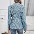 thumbnail image 3 of Women's Ruffled Collar Printed Slim Fit Casual Jacket Elegant Fashion Coat Sky Blue L, 3 of 4