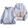 thumbnail image 4 of Ladies Christmas Printed Zipper Long Sleeve Hoodie with Drawstring and Pocket for Casual Wear, 4 of 8