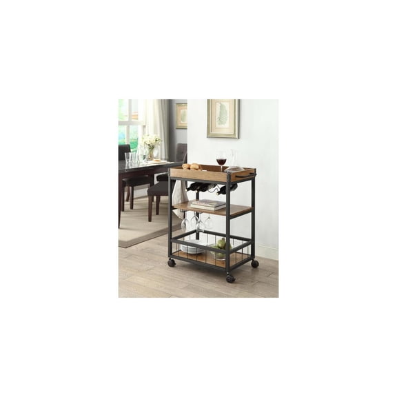 Kitchen Cart with Shelves & Wine Rack - Rolling Utility Cart for Kitchen Storage