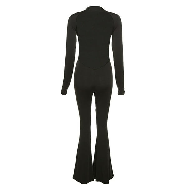 Black long hotsell sleeve romper pants