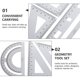 thumbnail image 5 of EeaseMX 1 juego de 4 reglas de metal resistentes para oficina, juego de papelería, transportador de placa triangular, regla de prueba para alumnos y estudiantes, color plateado., 5 of 7