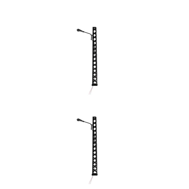 pitrice Model Railway Lamp Classical Pathway Single-Head Lightweight Ladder Streetlights Miniature Outdoor LED Metal Lamppost Black(Warm Light) 2Set