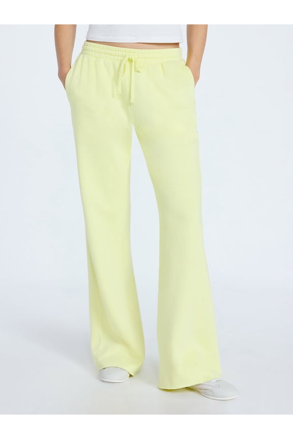 Womens Mineral Washed Fleece Flare Leg Sweatpants, Sizes XS-XXL