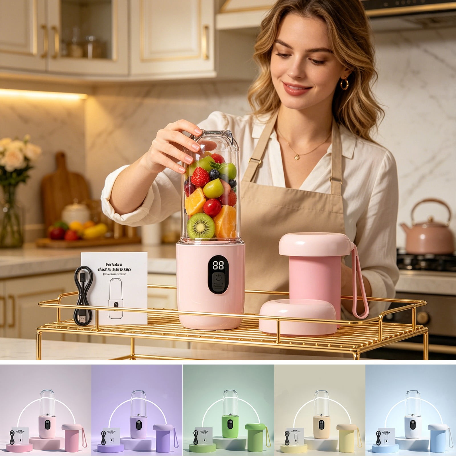 WYBXZ Purple Wireless Juicer – Rich Color Portable Blender for Summer Health Routine – USB Rechargeable, Crushes Ice, 650ml, BPA-Free