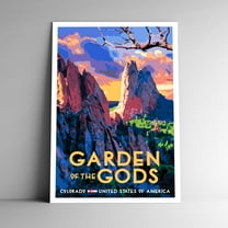 Garden of the Gods Vintage Travel Poster / Postcard WPA Style Retro Colorado