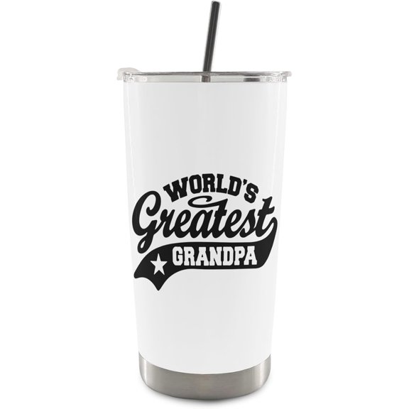 Grandpa Gifts Coffee Tumbler - Gifts for Grandpas, Grandpas Travel Tumbler Coffee Mug for Grandfather, World''s Greatest Grandpa Stainless Steel Tumblers with Straw and Lid 20 oz