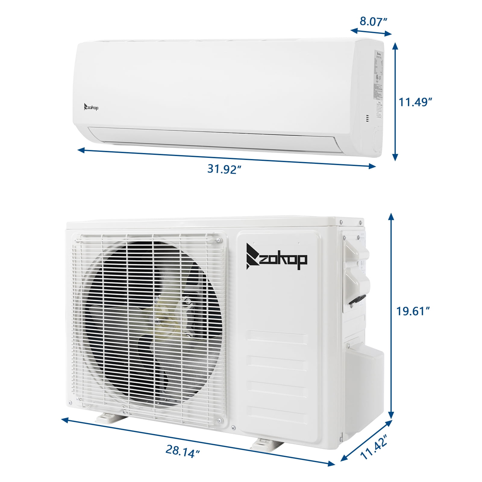 Zimtown 19 Seer 12000BTU Wifi Enabled Mini Split Air Conditioner Ductless Inverter System, 115V 60Hz Energy Efficient Unit With Heat Pump