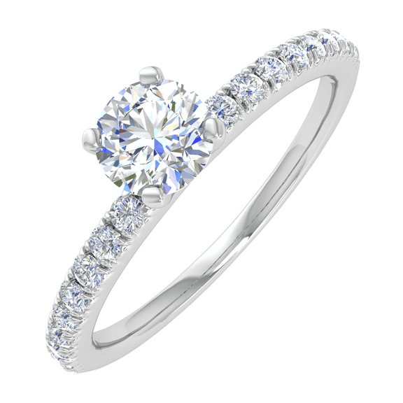 0.35 Carat Prong Set Diamond Engagement Ring Band in 14K White Gold (Ring Size 4.5)