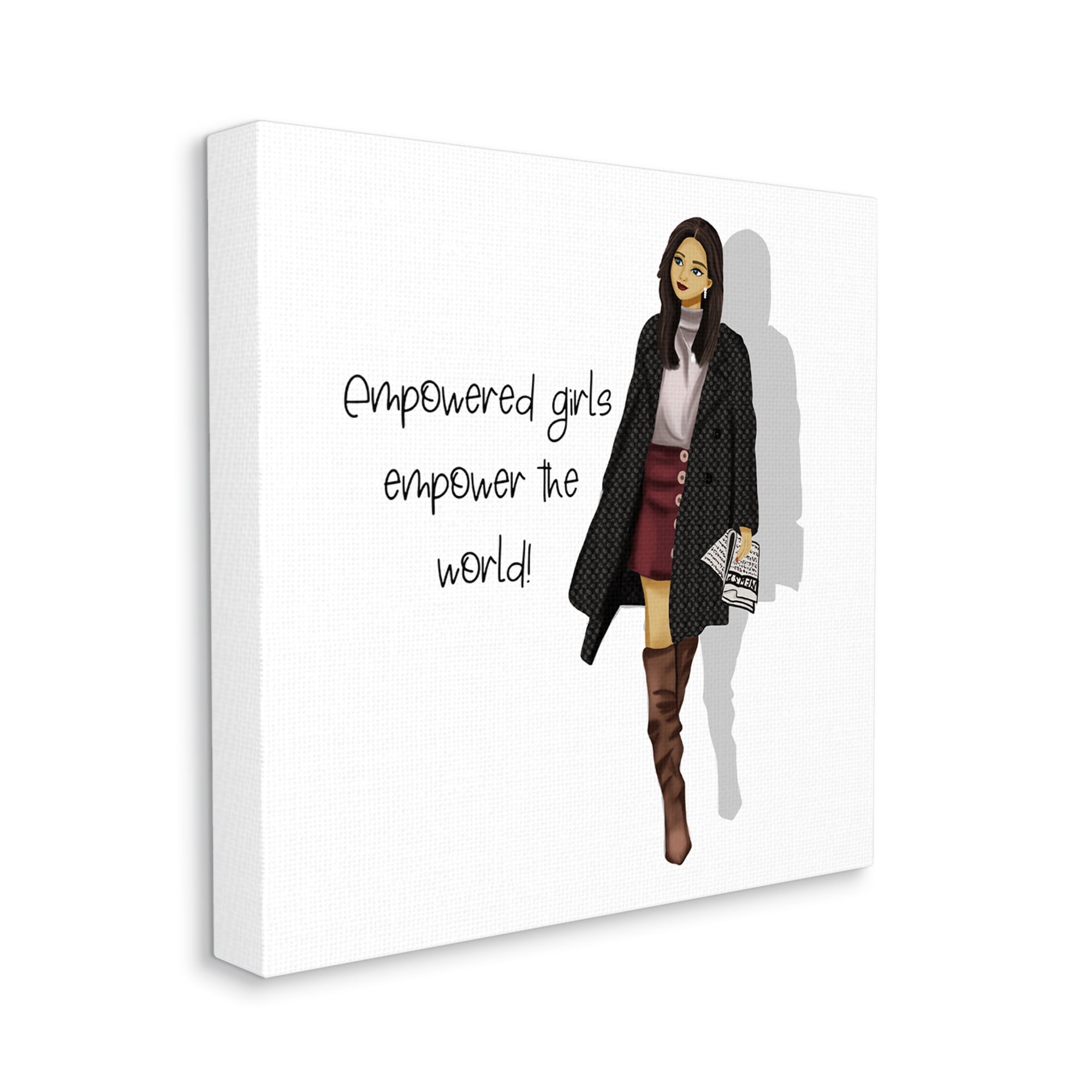 Stupell Industries Empowered Girls Phrase Inspirational Painting Gallery Wrapped Canvas Art Print Wall Art, 24 x 24
