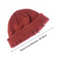 thumbnail image 6 of dianhelloya Warm hat Unisex Hat Retro Style Washable Solid Color Non-Fading Windproof Keep Warm Acrylic Autumn Winter Hole Knitted Cap with Ring Decor for Travel Coffee, 6 of 8