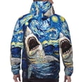 thumbnail image 3 of Bingfone Vintage Starry Sky Shark Men's Drawstring Hoodie Long Sleeve Pocket Sweatshirts-4X-Large, 3 of 6
