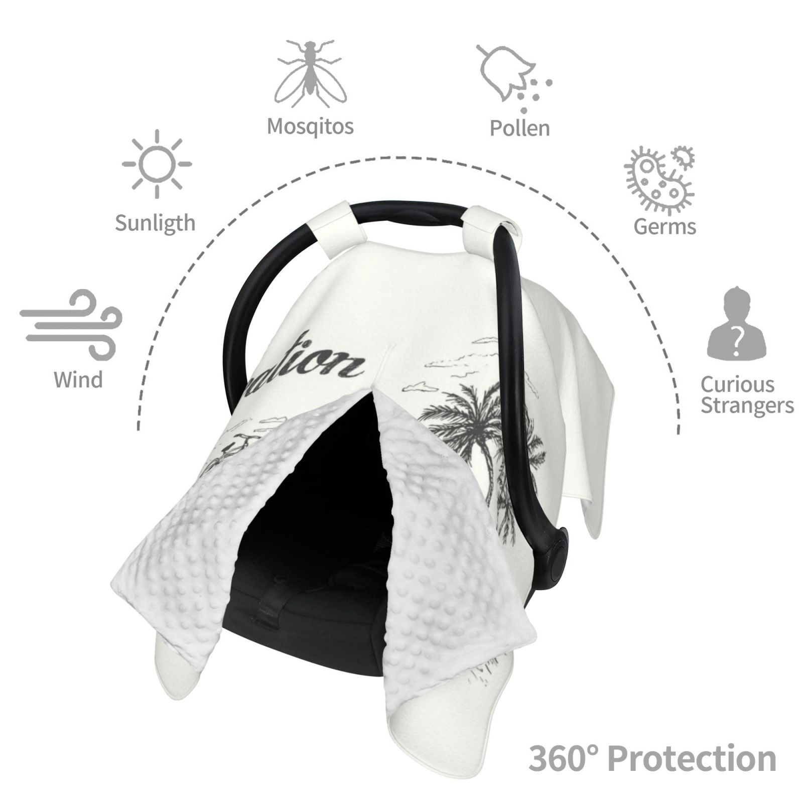 Car Seat Cover Baby - Summer Vacation Scene Camping Van Breathable Infant Car Seat Cover for Baby Carseat, Lightweight Comfort Baby Essentials Must Haves Newborn Stuff for Girl Boy