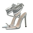 thumbnail image 7 of Quaouag High Heels Stilletos Heels for Women Strappy Gladiator Sexy Square Toe Heels Open Toe Heels Dressy Pumps Sandals, 7 of 7