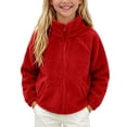 thumbnail image 2 of XYAIYT Fleeced Jackets for Girls Kids Stand Collar Zipper Up Thickened Coat Solid Color Outerwear Winter Casual, 2 of 5