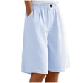 thumbnail image 2 of Pants for Girls Size 11-12Y Kids Striped Elastic Waist Shorts Five Length Solid, 2 of 6