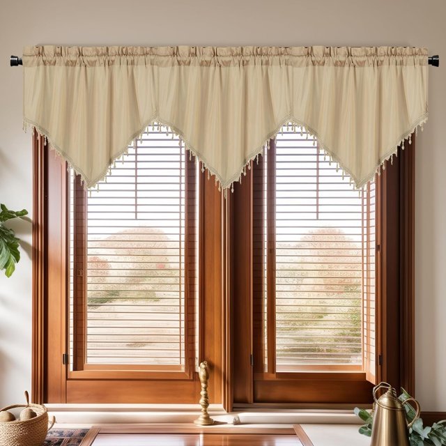Granjero Gordo Cortinas de lujo del Delta del Río Perla, para sala de estar y baño, semi opacas, cortas (beige, 130 x 58 cm)