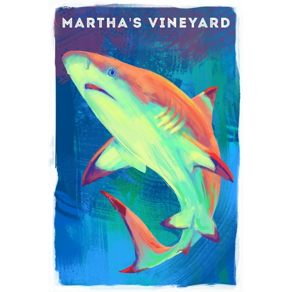 Martha's Vineyard, Massachusetts, Shark (Black Tip), Vivid Series (12x18 Wall Art Poster, Room Decor)