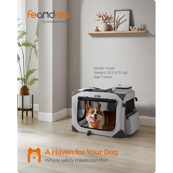 28 Inches Collapsible Soft Dog Crate, Portable Travel Dog with Safety Zippers, for Indoor Outdoor Use