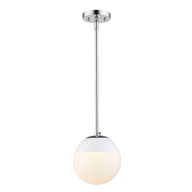 Golden Lighting 3218-S CH-WHT Small Pendant with Rod, White & Chrome