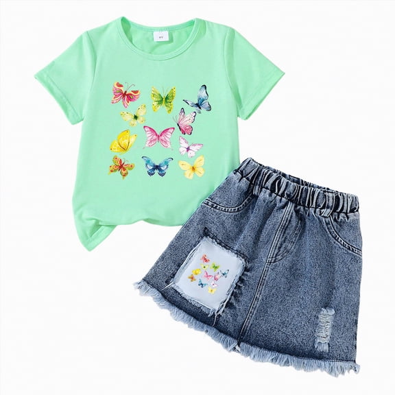 Rotm Toddler Clothes for Girls Toddler Sets For Girls Girl Clothes Toddler Baby Girl Outfits Summer Clothes Infant Spring Short Sleeve Shirt Tops Cute Shorts Set J,4-5 Years