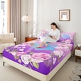 thumbnail image 4 of Homewish Children Teenagers Sport Figure Skating Twin Sheet Sets 3pcs,Gradient Bling Splash Twin Fitted Sheet Microfiber,Chic Floral Flowers Breathable Flat Sheet,Super Cozy Room Decor, 4 of 7