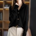 thumbnail image 2 of FRSASU Women's Sweaters Lightweight Fall Winter Casual Long Sleeve Crewneck Button up Coats Black, 2 of 8