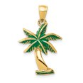 thumbnail image 1 of 14k Yellow Gold Palm Tree Necklace Charm Pendant Seashore, 1 of 6