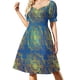 thumbnail image 1 of Vestido de manga corta con mandala azul y dorado vestidos para mujer 2025 vestidos de mujer elegantes y bonitos vestidos para mujer Vestido, 1 of 7
