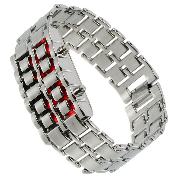 Reloj de pulsera digital LED estilo lava para hombre, reloj de regalo retro elegante (LED rojo)