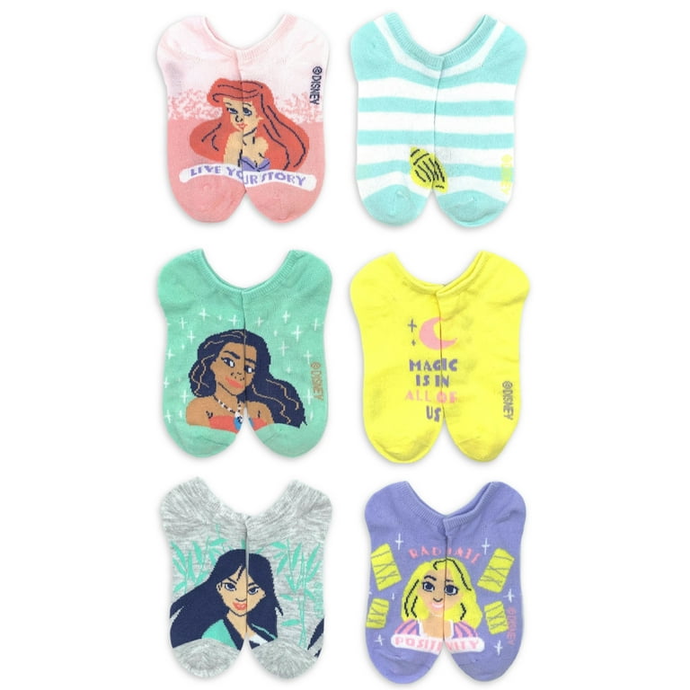 Disney Princess Girls No Show Socks, 16-Pack, Sizes S-L 