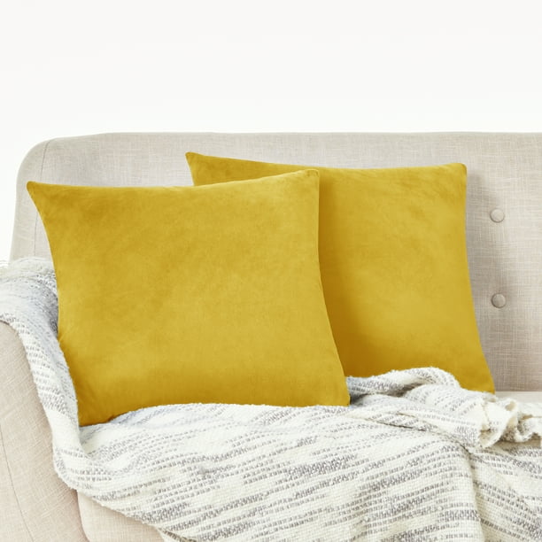 Deconovo Yellow Pillow Covers Plush Velvet Pillow Covers Decorative