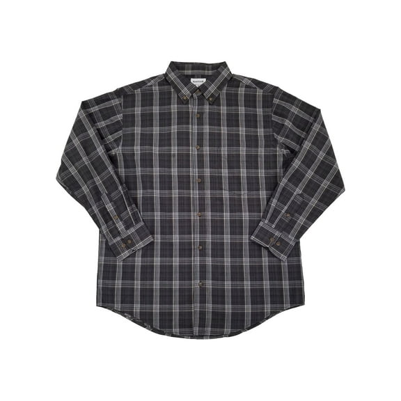 Haggar Mens Caviar Black Plaid Woven Long Sleeve Button-Down Shirt XX-Large