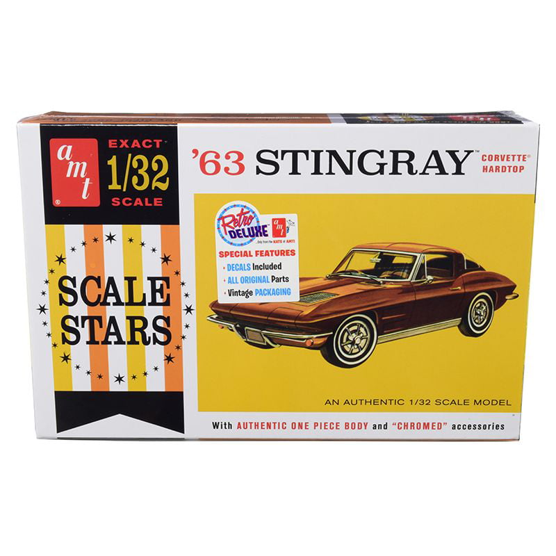 Skill 2 Model Kit 1963 Chevrolet Corvette Stingray Hardtop 1/32 by AMT Amt1112 for sale online 