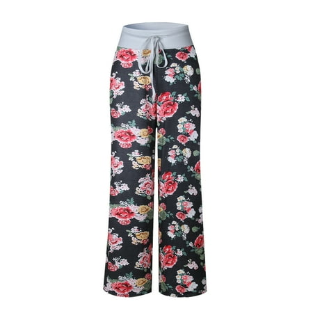 

nine bull Woman s Pajamas Pants Wide Leg Lounge Palazzo Pants with Drawstring for Yoga Sleepwear