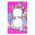 thumbnail image 2 of Metal Light Switch Plate Cover Pink Unicorn Rose Fairy Universe UNI005, 2 of 13