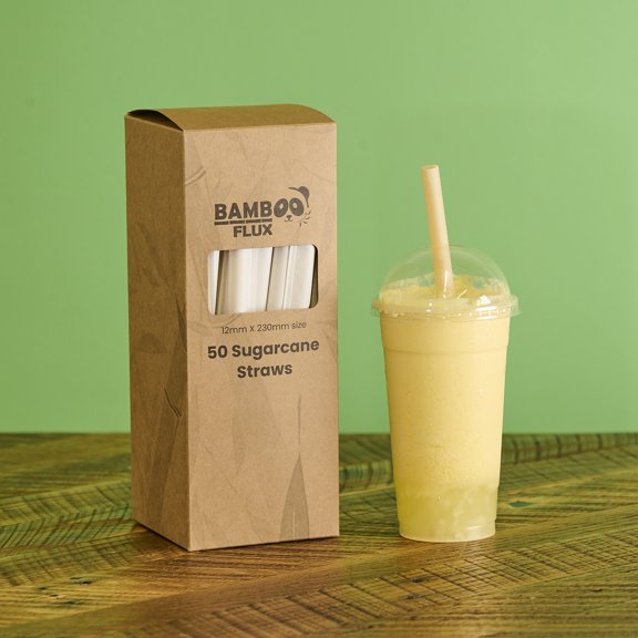 Sugarcane Drinking Straws [100 count], 100% Disposable, biodegradable party straws, Good for hot and cold drinks.