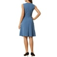 thumbnail image 3 of INSPIRE CHIC Women's Wear to Work Solid Color Sleeveless A-Line Flared Midi Dresses S Grayish Blue, 3 of 6