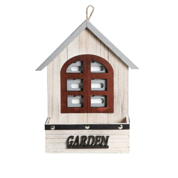 Wooden Hanging Planter Wall Decor – 6.8 x 11.6in Modern Decorative Flower Basket with Rope for Living Room Home()