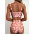 thumbnail image 6 of SHEWIN Womens Swimsuits U-Wire Cutout 2 Piece Bikini Set High Waisted Floral Print Summer Beach Swim Bathing Suits, 6 of 7