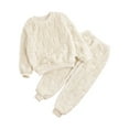 thumbnail image 3 of TiaoBug Kids Girls Boys Winter Thicken Warm Flannel Thermal Underwear Set Beige 2-3, 3 of 7