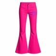 thumbnail image 3 of Uniform Pants for Girls Size 14-16 Flare Dress Pants Flare Pants High Waisted School Uniform Pant Bell Bottom Leggings with Pockets Back To School Clothes Hot Pink, 3 of 4