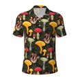 thumbnail image 2 of Daiia Mushrooms And Fern Stems Pattern Men’s Polo Shirts,Solid Deck Shirt,Classic Fit, Breathable Cotton Polo for Casual and Sport Wear-Small, 2 of 7