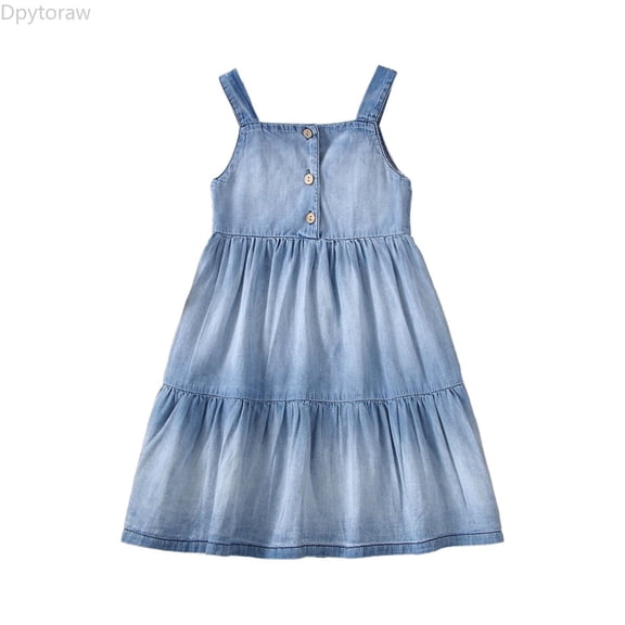 Dpytoraw Toddler Girls Sleeveless Solid Denim Beach Dress Dance Party Princess Dresses Clothes Girls Dresses Size 3-4 Years