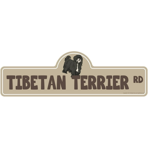 Tibetan Terrier Street Sign | Indoor/Outdoor | Dog Lover Funny Home Décor for Garages, Living Rooms, Bedroom, Offices | SignMission personalized gift | 24" Wide