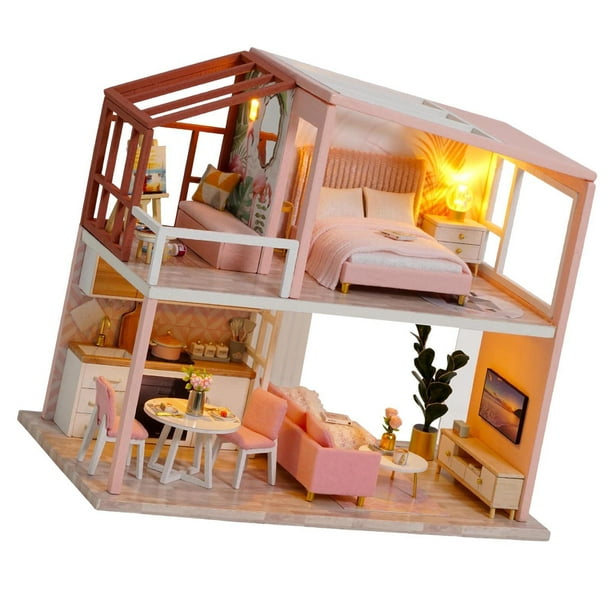 Casa de muñecas en miniatura de madera a escala 1/24 Walmart en - Main Image