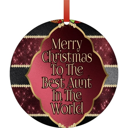 Merry Christmas to the Best Aunt in the World Round Shaped Flat Semigloss Aluminum Christmas Ornament Tree Decoration - Unique Modern Novelty Tree Décor (Best Homemade Christmas Decorations)
