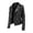 Black, variant on Women's Modern Leather Jacket with Notch Collar and Asymmetric Zipper Design for Stylish Outerwear