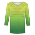 thumbnail image 6 of JURANMO 3/4 Length Sleeve Womens Tops Summer Round Neck Tunic Tops Dressy Casual Pleated Shirts Fashion Gradient Print Blouse Prime Sales of The Day Green XXL, 6 of 7