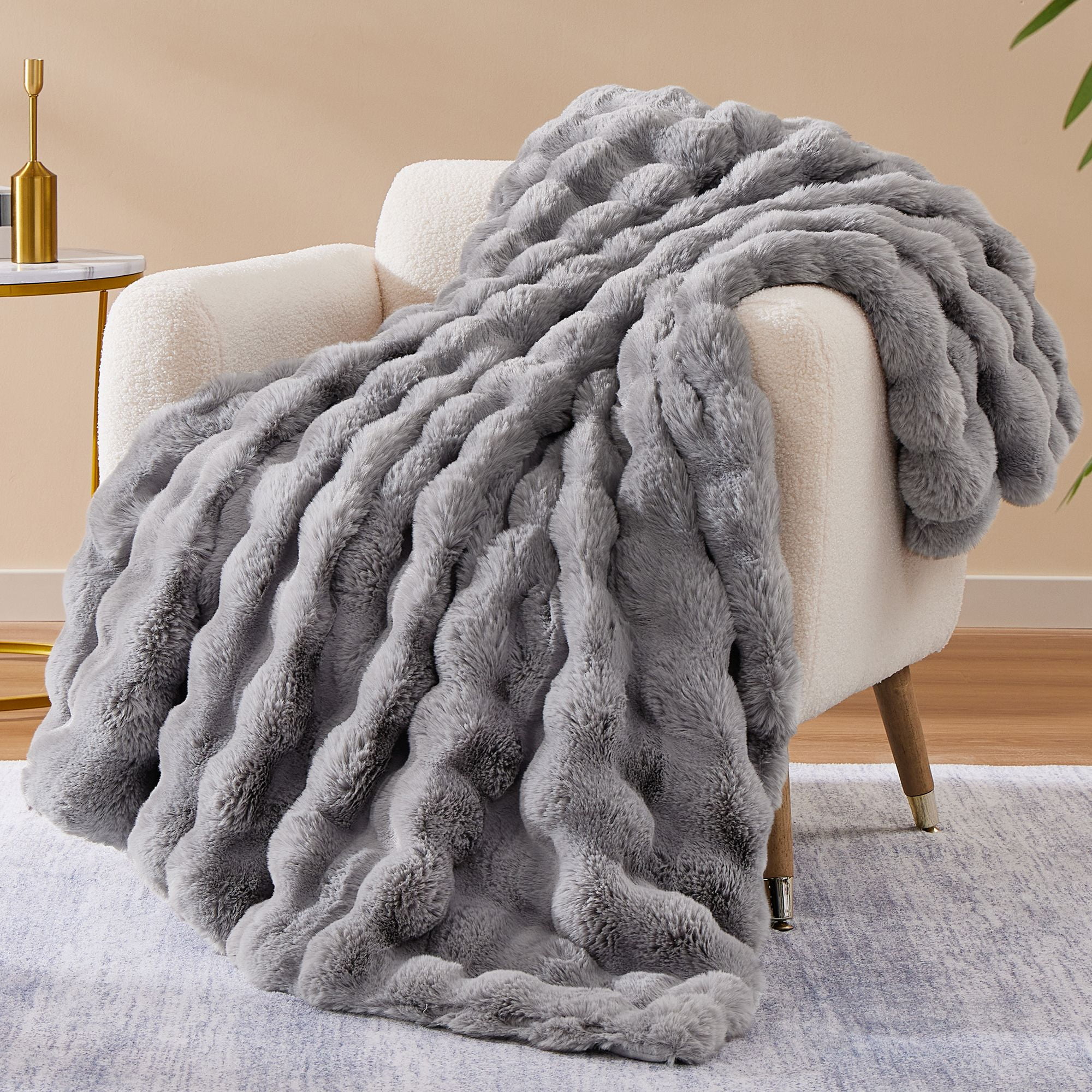 Amari Teddy Fluffy Furry Blanket Luxe Faux Fur Throw 60x70 inch Green Walmart